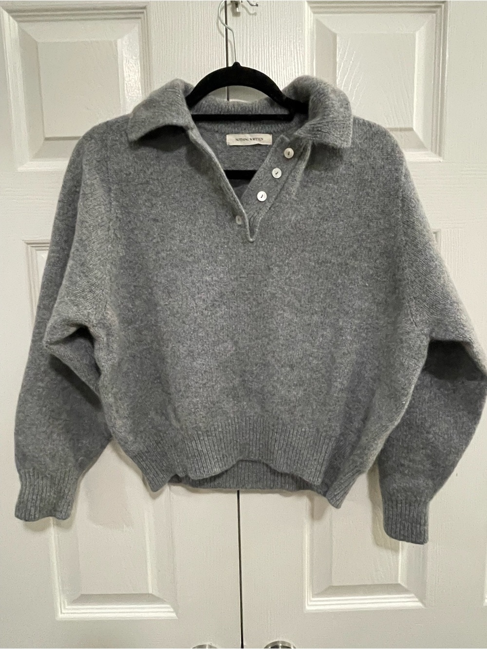 Nothing Written Cozy Gray Collared Button Pullover Sweater